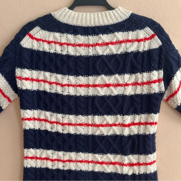 JCrew Chunky Preppy  Gabby Striped Cable Knit Merino Wool Blend Sweater in Small - Picture 12 of 16